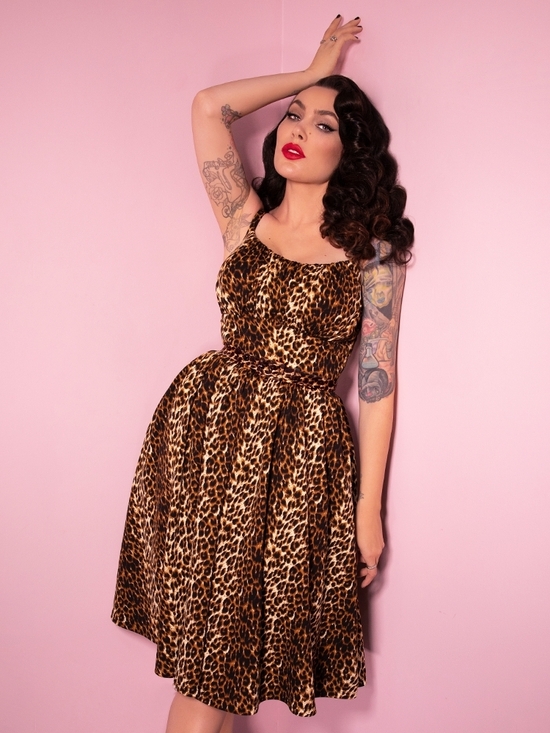 Vixen by Micheline Pitt Dresses & Skirts - Vixen by Micheline Pitt Vintage Leopard Print Ingenue Dress, Size XL GUC